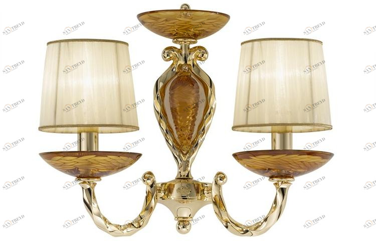 Possoni Illuminazione Аппликация из чистого золота с янтарными кристаллами и абажурами Arianna 535/a2