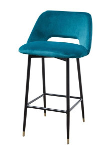 FUVE0013 Барный стул Fulham в цвете Petrol Blue Velvet ijlbrown