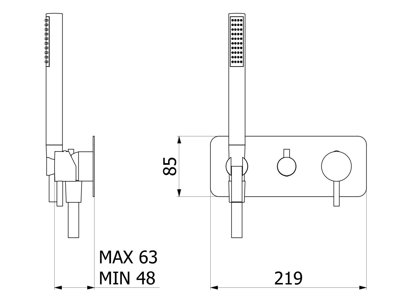 Смеситель для душа с 3 отверстиями и ручным душем IB Milano Torino ARCH-00063412 - Вид №11