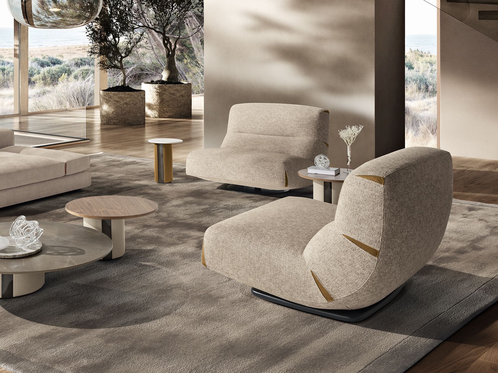 Тканевое вращающееся кресло без подлокотников Max Divani Swing ARCH-00083104 - Вид №5