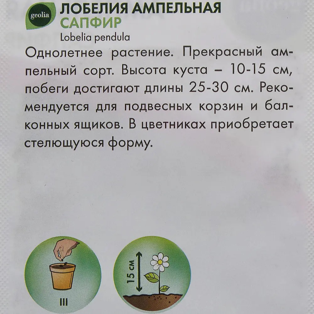 Лобелия ампельная Geolia «Сапфир» для кашпо и балконов 17585543 STLM-0008387 - Вид №2