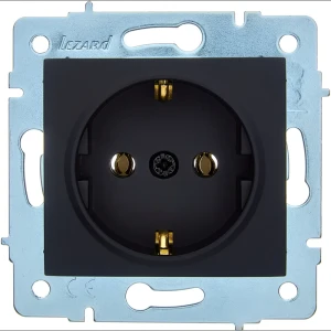 Розетка встраиваемая Lezard Asti с заземлением цвет черный бархат