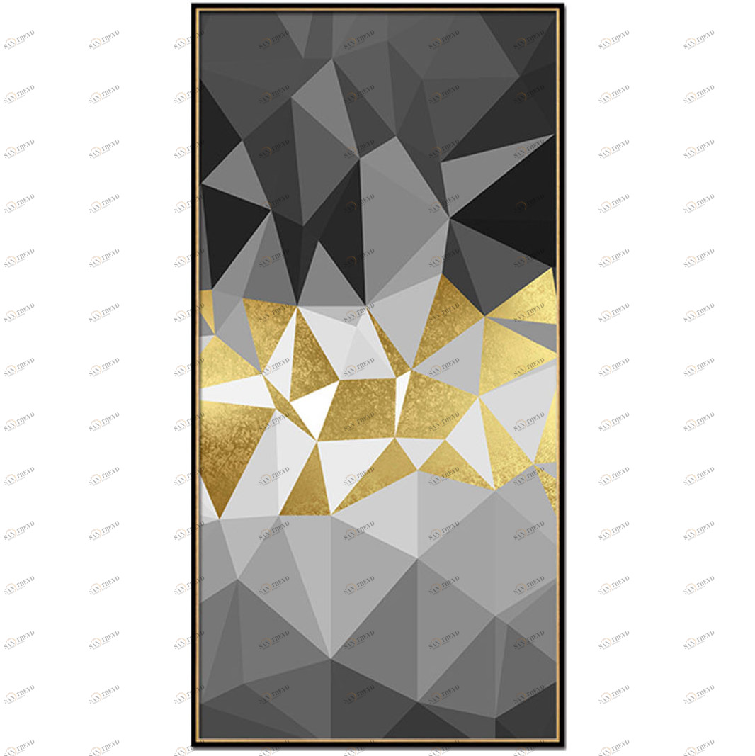 Постер прямоугольный на художественной бумаге 100х50 см "Абстракция Ромбы-1" EVENHOME ДИЗАЙНЕРСКИЕ 00-3878738 Белый;золото;черный 