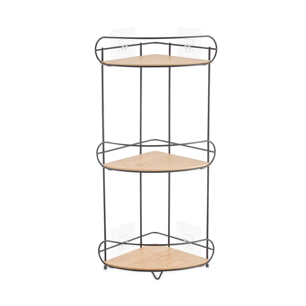 Полка для душа Lemer Nice угловая 3 яруса цвет дерево/черный STLM-2094459