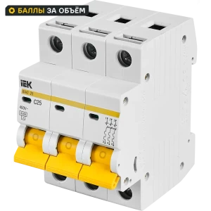 Выключатель автоматический IEK ВA47-29 3 полюса 25 A 11875347 STLM-2149448