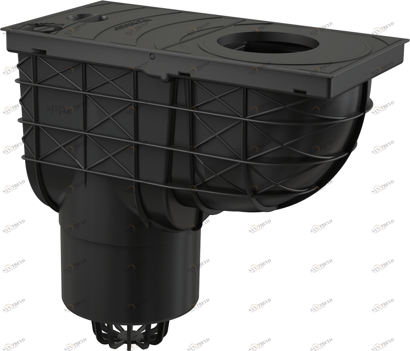 Ливнеотвод 300×155/125 мм, сток – прямой, черный ALCAPLAST AGV2