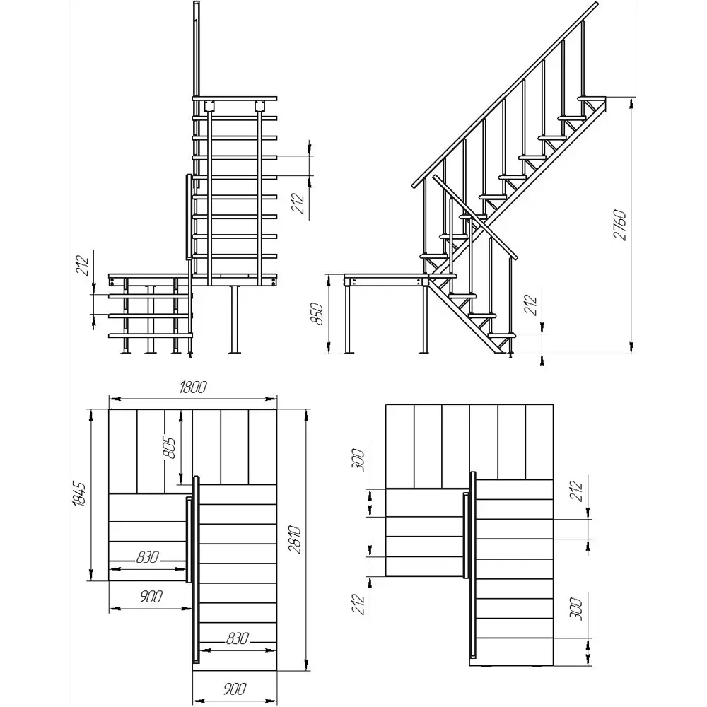 Лестница поворотная на 180° ЛЕС-06, универсальная ЛЕСЕНКА STLM-2137733 - Вид №3