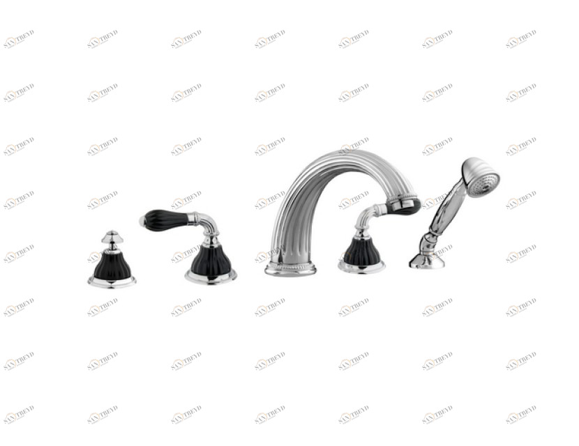 233516.N000.30 Набор для ванны 5 отверстий из черного фарфора Античная латунь Mestre Artica