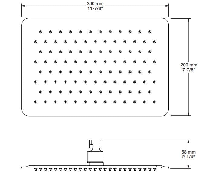Прямоугольная душевая головка из нержавеющей стали BARIL TET-1208-01 ARCH-00022461 - Вид №2