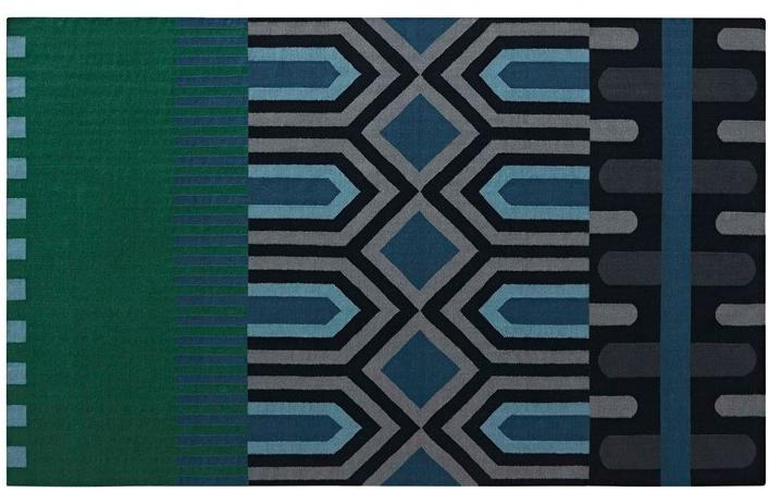 GAN Прямоугольный шерстяной коврик с геометрическими мотивами Ndebele sun-id-1438024 - Вид №9