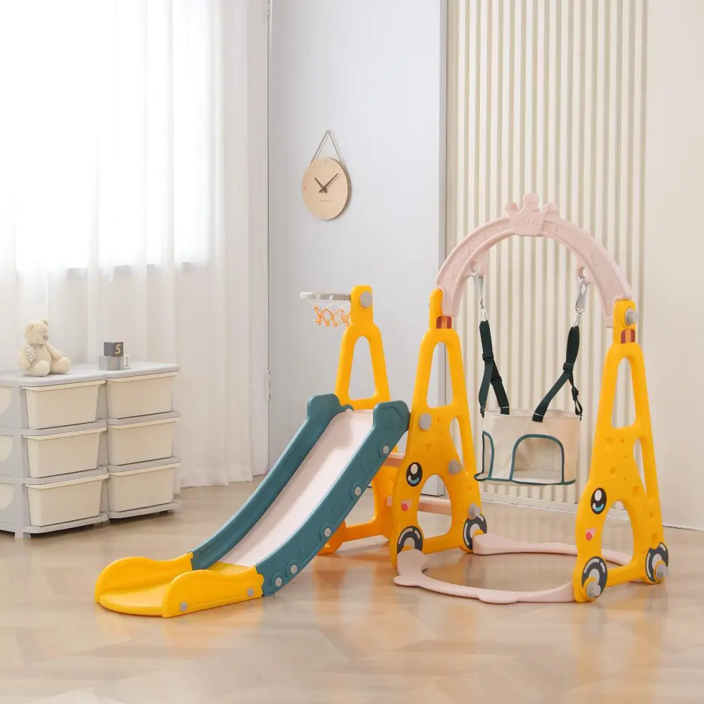 91637117 Горка с качелями Unix Kids Funny Car 123x138x152 см желтый STLM-0952384