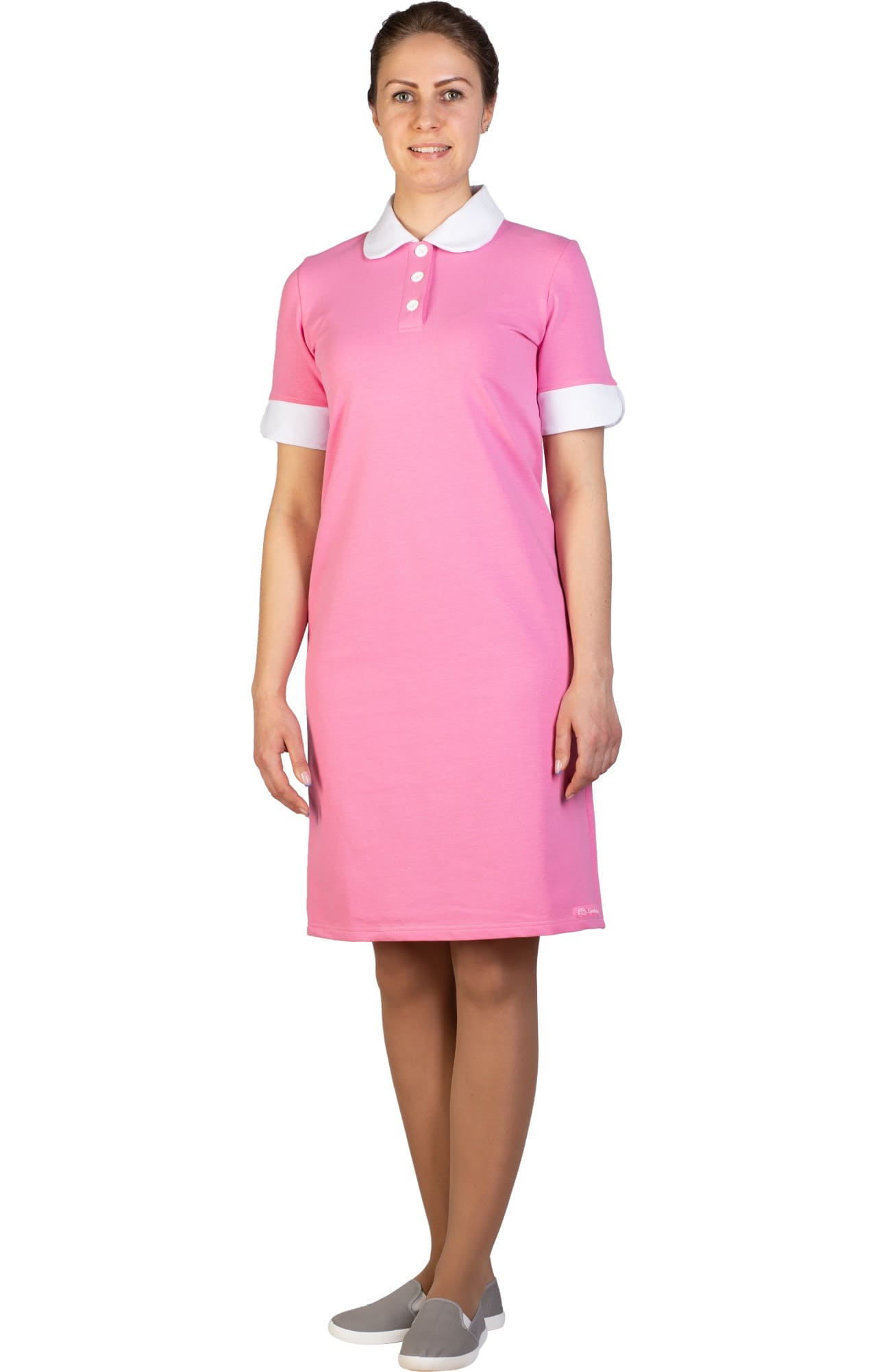 64665 Платье-поло трикотажное цвет PINK (розовый) GRACE  Одежда для обслуживающего персонала  размер 44 (S)  - Вид №2