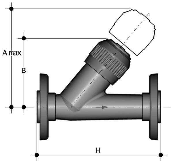 SANIT 222567000100063 Обратный клапан, PVC-U, свободный фланец  - Вид №1