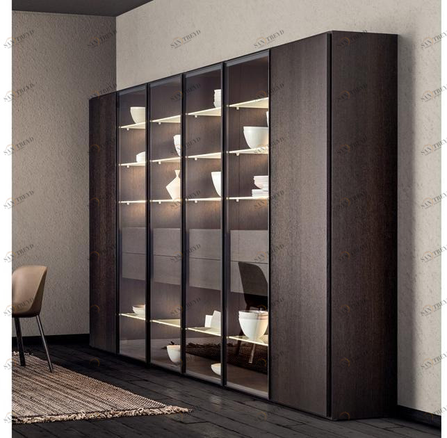 PIANCA Модульный книжный шкаф из дерева и стекла с ящиками Spazioteca sun-id-1513629