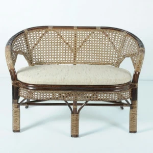 Диван двухместный из ротанга темно-коричневый с подушкой "Темный коньяк" VINOTTI  00-3885228 Коричневый