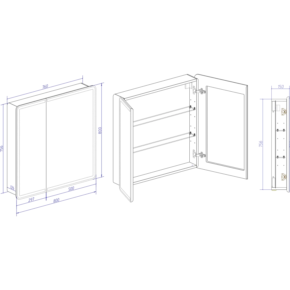 Зеркальный шкаф Santreyd Elmer с LED-подсветкой для ванной 80×80 см 83127327 STLM-0039198 - Вид №16