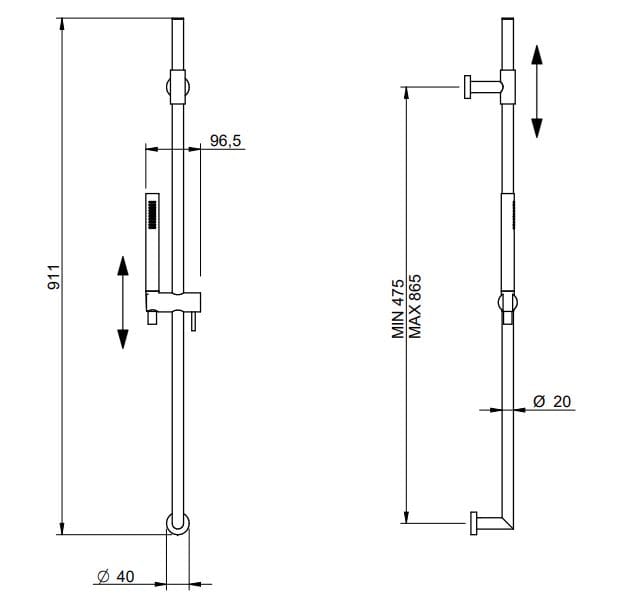 Набор для душа из латуни с душем и ручным душем Rubinetterie Treemme Aurelia ARCH-00051005 - Вид №3