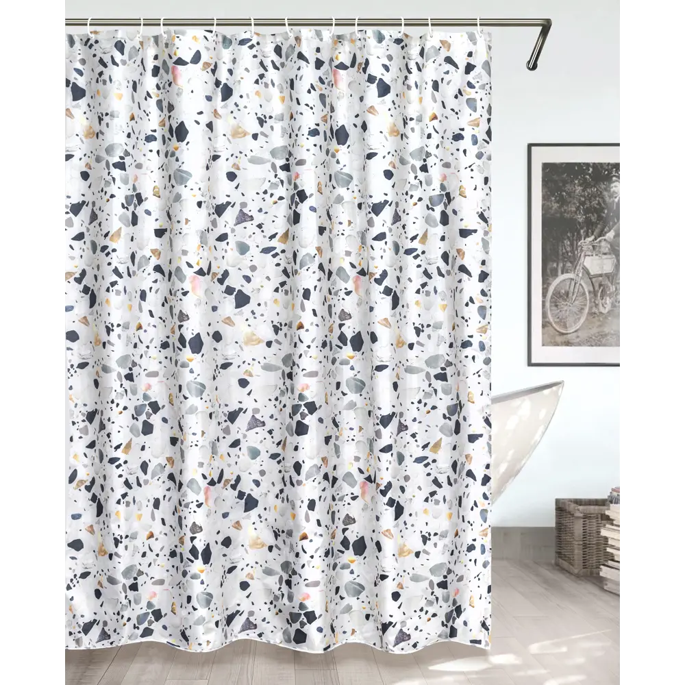 BATH PLUS Штора для ванной Terrazzo с кольцами - элегантный акцент в санузле 89362284 STLM-0987014