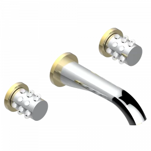 A2N-41GB Внешняя часть смесителя встраиваемого в стену для ванны на три отверстия с изливом ГОЛИАФ Thg-paris Mossi со светлым хрусталём Хром-золото