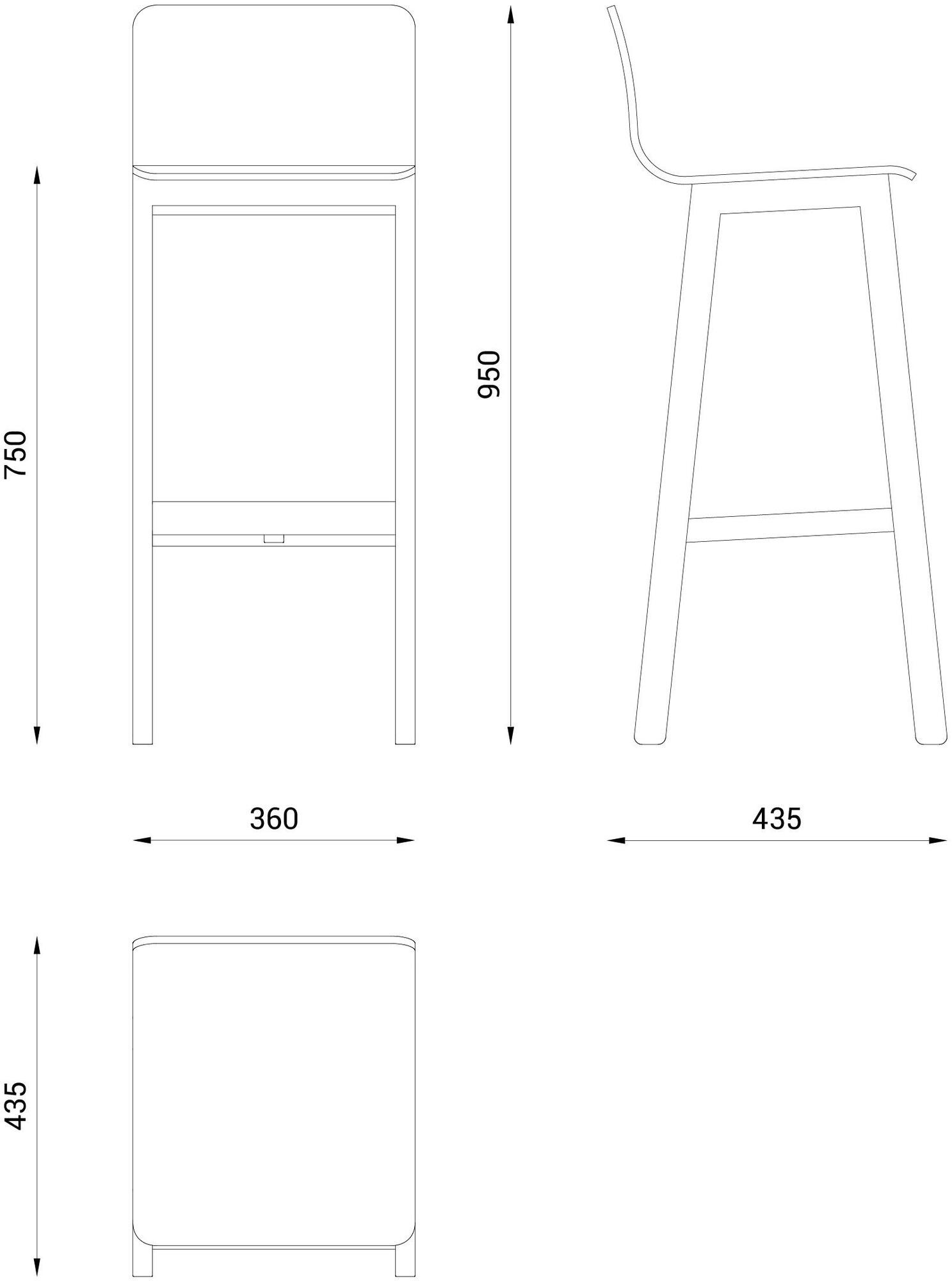 Askia Высокий табурет из ясеня с подставкой для ног Version 3 sun-id-1459255 - Вид №8