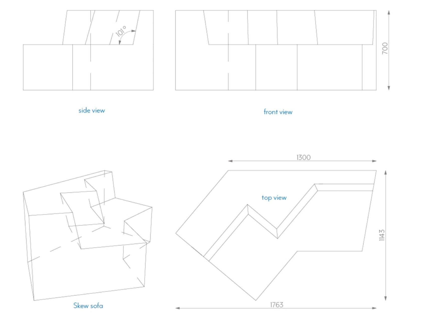 Divano per contract in QM Foam Quinze & Milan Skew ARCH-00096976 - Вид №2