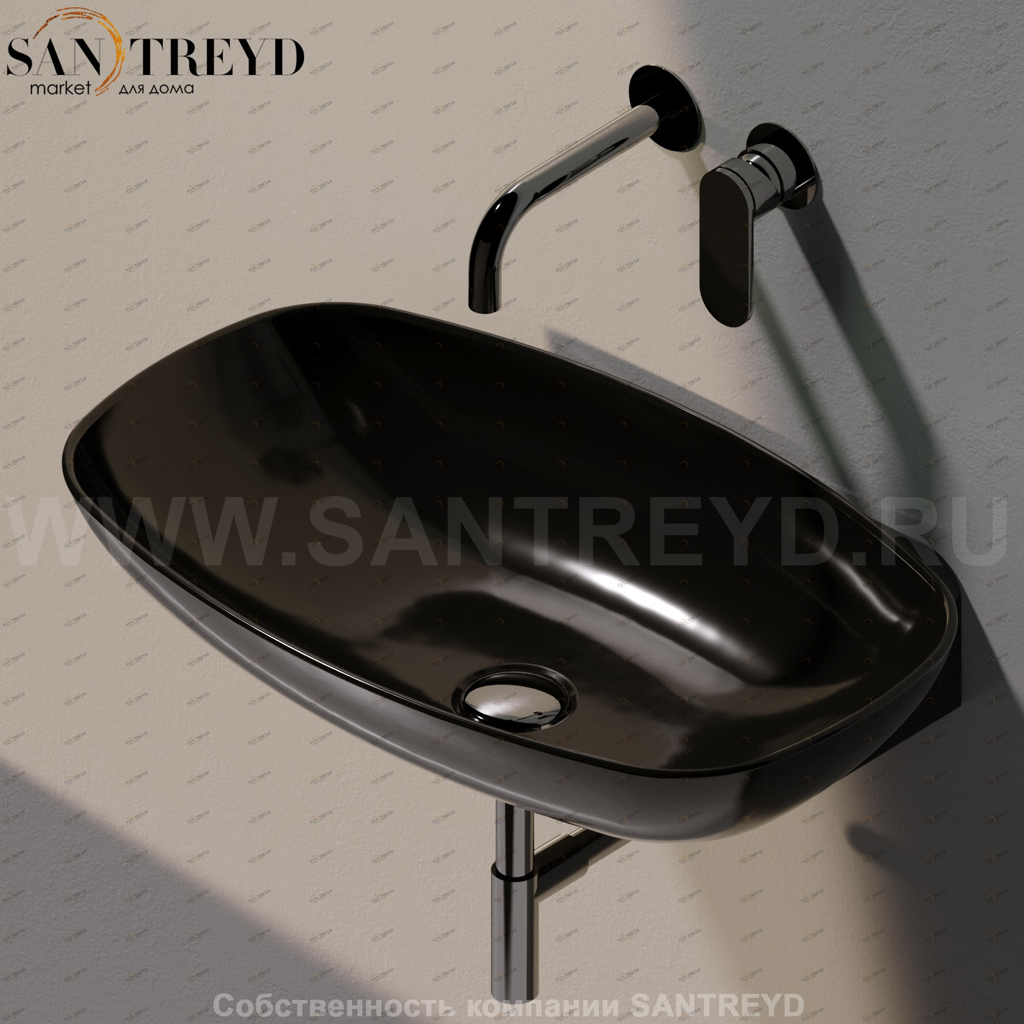 ND60L9017 Подвесная раковина настенная прямоугольная Ceramica Flaminia Nuda черная