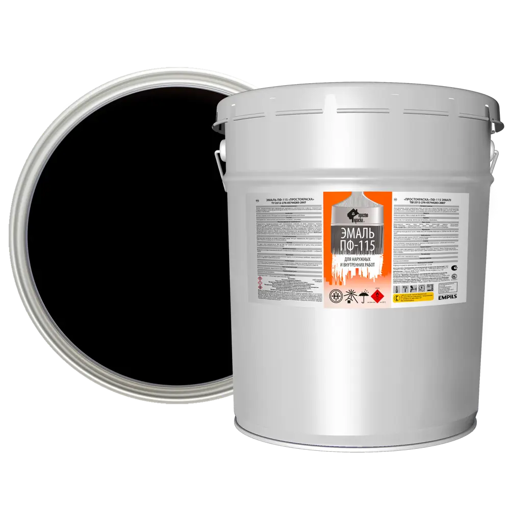 Эмаль Простокраска ПФ-115 полуматовая цвет черный 20 кг STLM-2003830