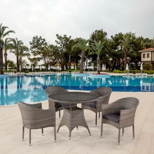 Мебель садовая, искусственный ротанг, серая на 4 персоны Tina AFINA  241049 Серая