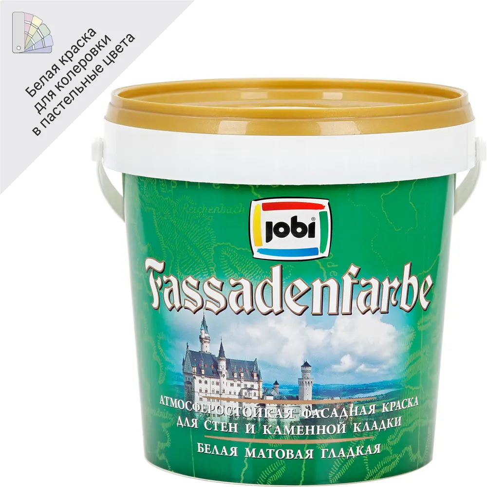Краска фасадная Jobi Fassadenfarbe матовая цвет белый база A 0.9 л 84720052 STLM-2210293 