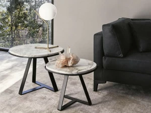 Meridiani Круглый журнальный столик из мрамора Edition shine