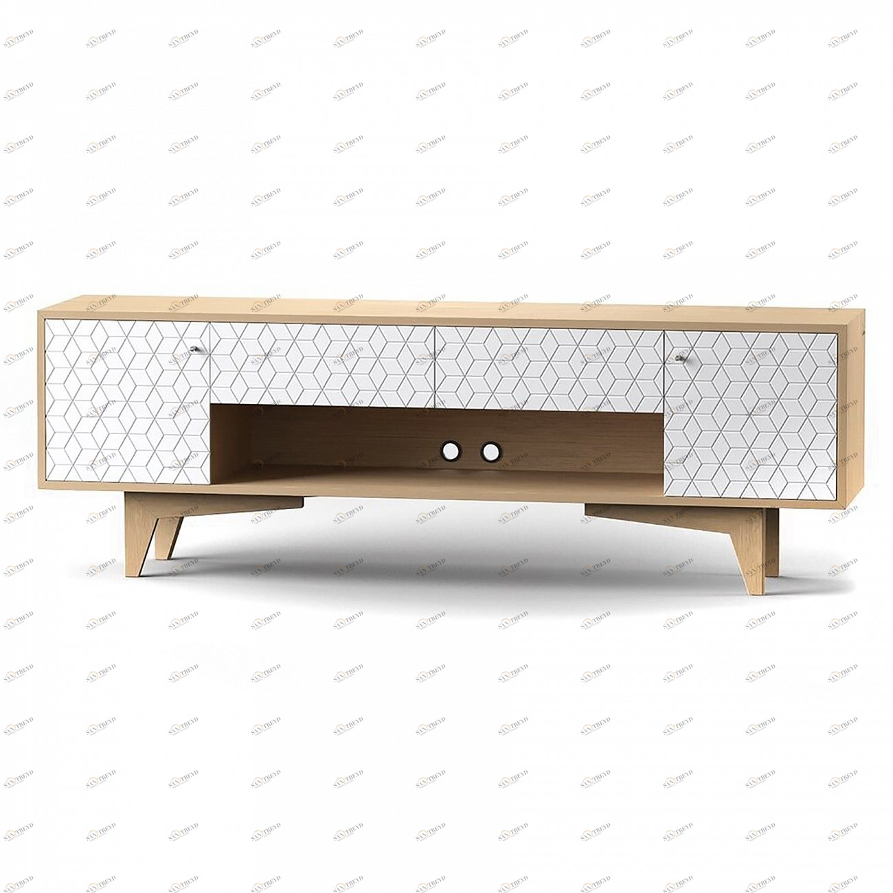 Тумба под телевизор с ящиками с рисунком на фасадах "Ромб" Telly BRAGIN DESIGN  256462 Бежевый;белый 