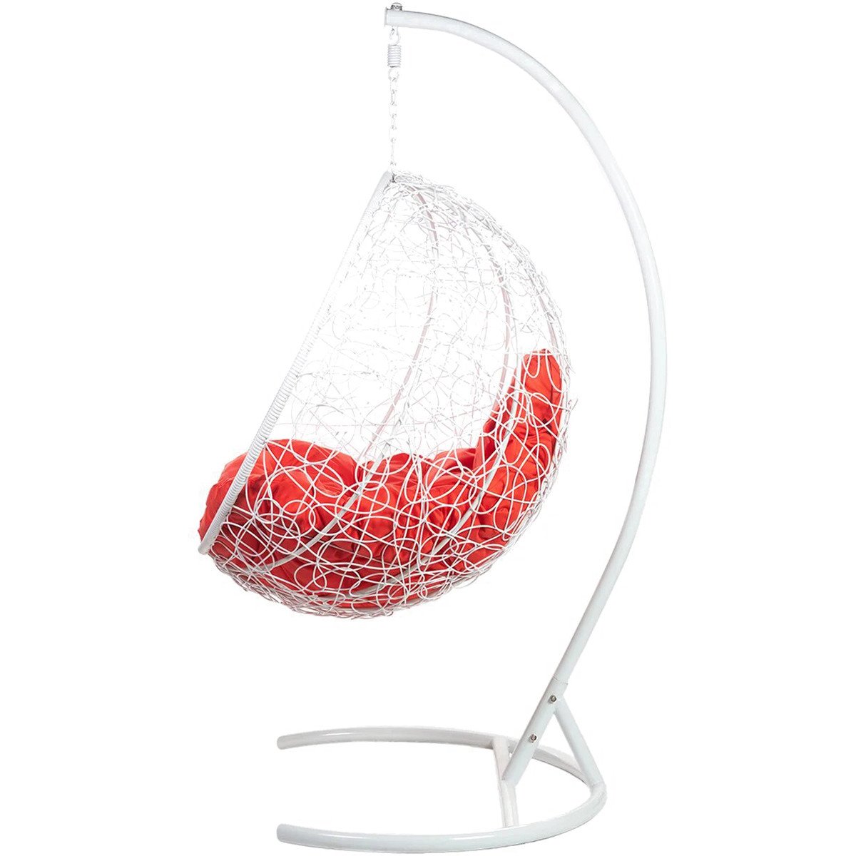 Подвесное кресло из ротанга белое с красной подушкой Kokos White BIGARDEN  00-3974106 Белый  - Вид №2