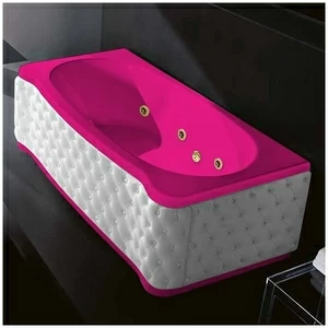 Ванна Gruppo treesse New Classic Young STX-V674B-SX-KBS-RZ розовая с золотой фурнитурой гидромассажем и дезинфекцией прямоугольная левая белая кожа