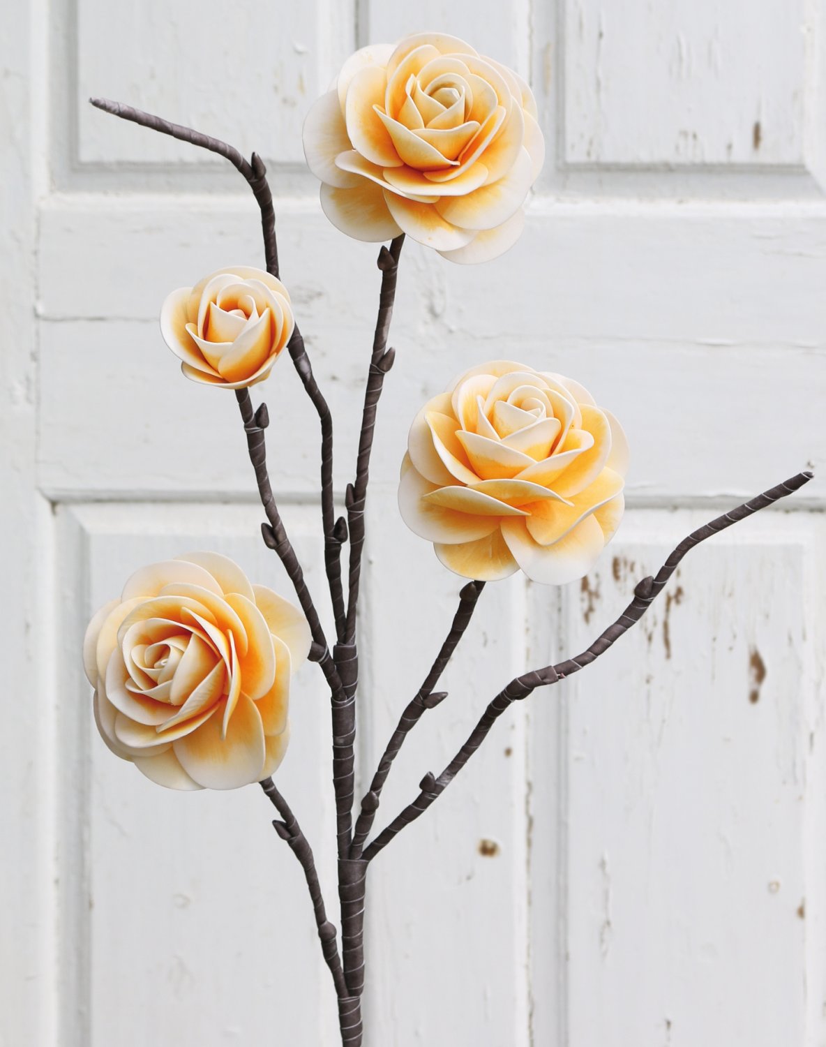 7948 330 a3 Шелковый мягкий цветок 'rose', 3 цветка, 1 бутон, 106 см, желтый H-andreas  - Вид №3