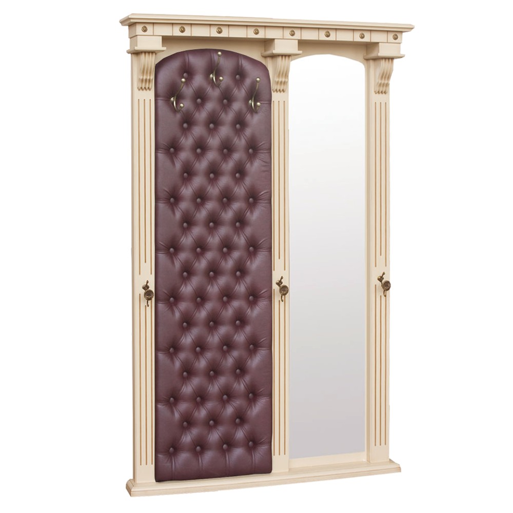 11151 Настенная прихожая с зеркалом Тауэр 7 Айвори Бордо BOGACHO 4627138229446