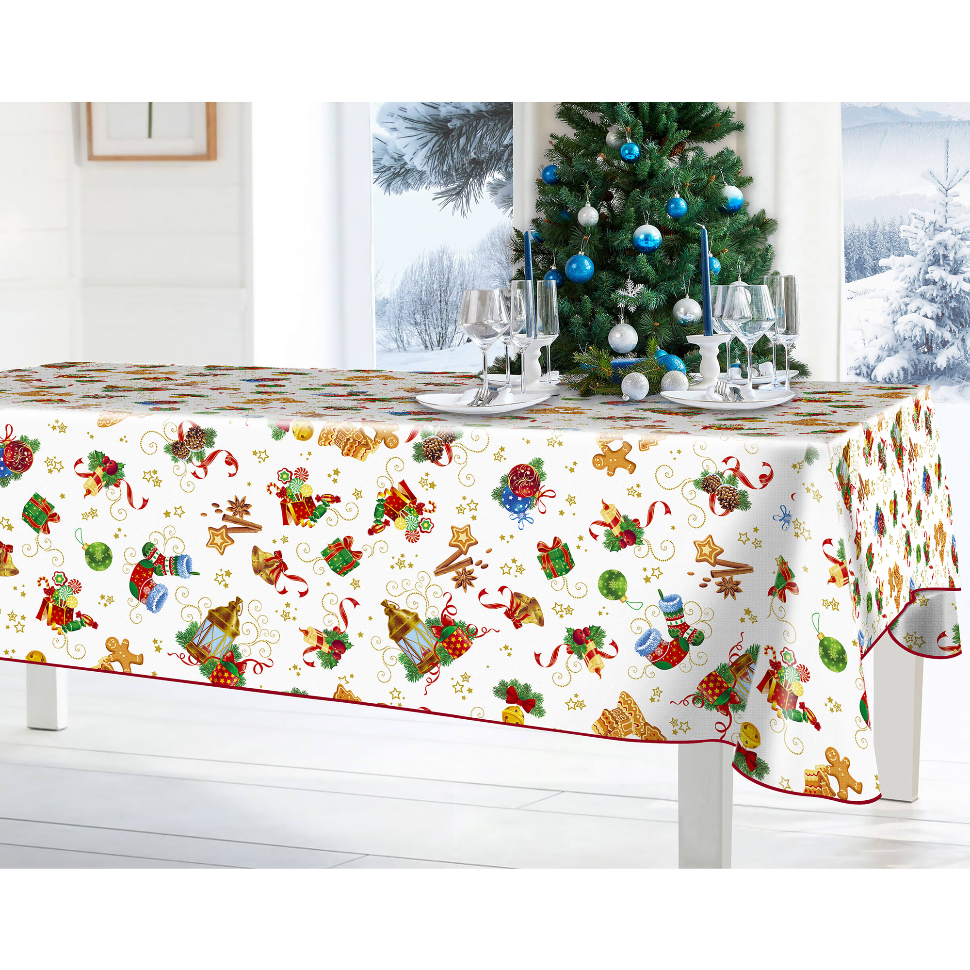 82912666 Скатерть «Новый год», прямоугольная, 160x135 см, цвет белый Мажор Santreyd  - Вид №4
