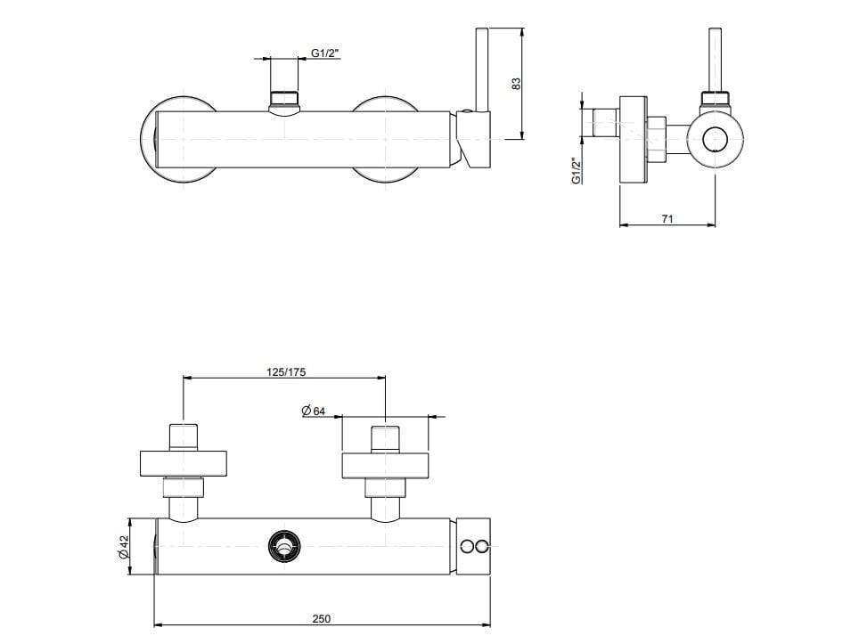 Однорычажный открытый смеситель для душа Rubinetterie Frattini Pepe XL ARCH-00070438 - Вид №8