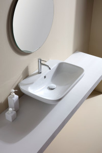 Прямоугольная керамическая ручная мойка с переливом