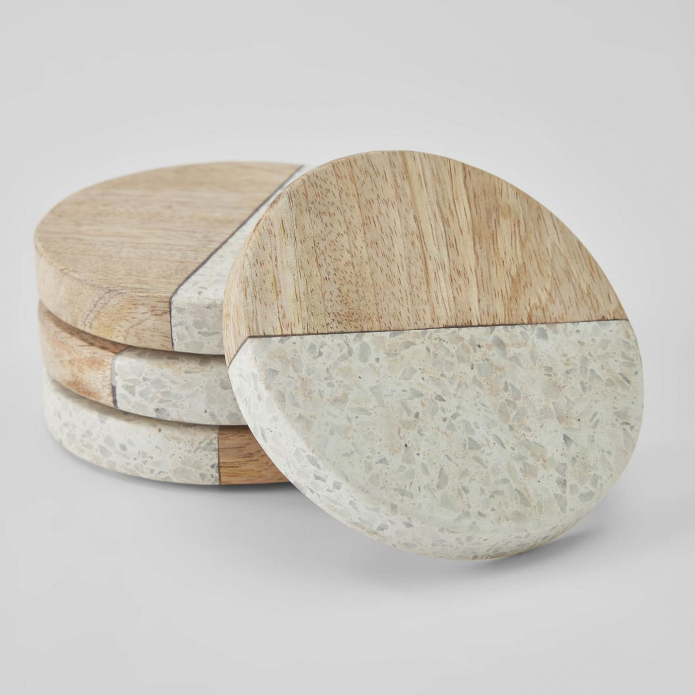 092399 Набор из 4-х подставок дерево и терраццо La Forma Augustine  - Вид №1