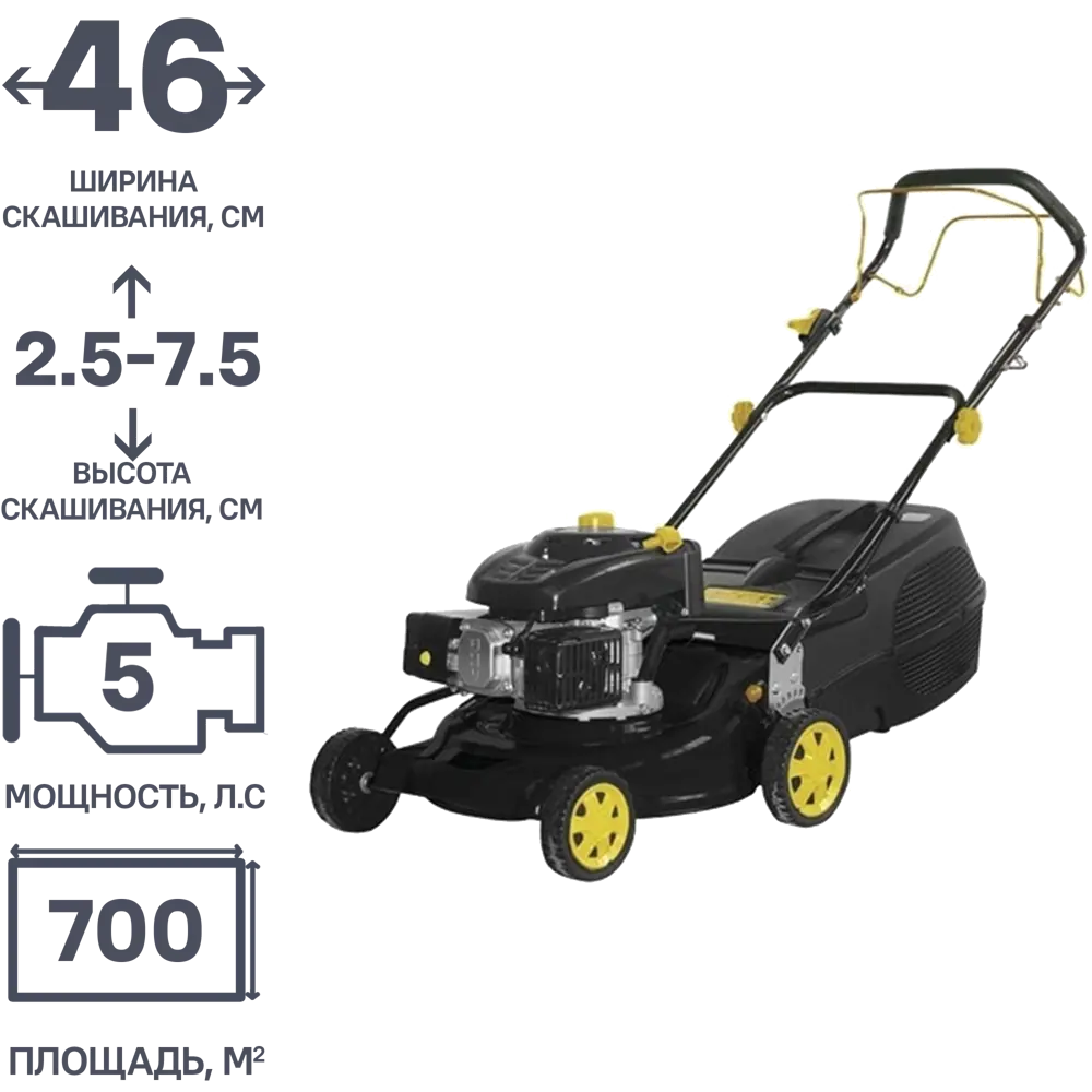 Газонокосилка бензиновая самоходная Huter GLM-5.0 S 5 л.с, 46 см STLM-2134390 - Вид №1