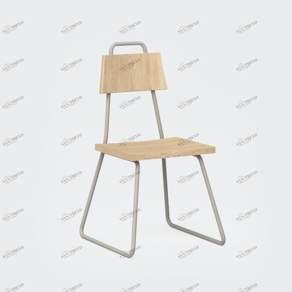 Стул с металлическими ножками и деревянным сиденьем светло-серый Bauhaus WOODI  00-3966234 Серый 