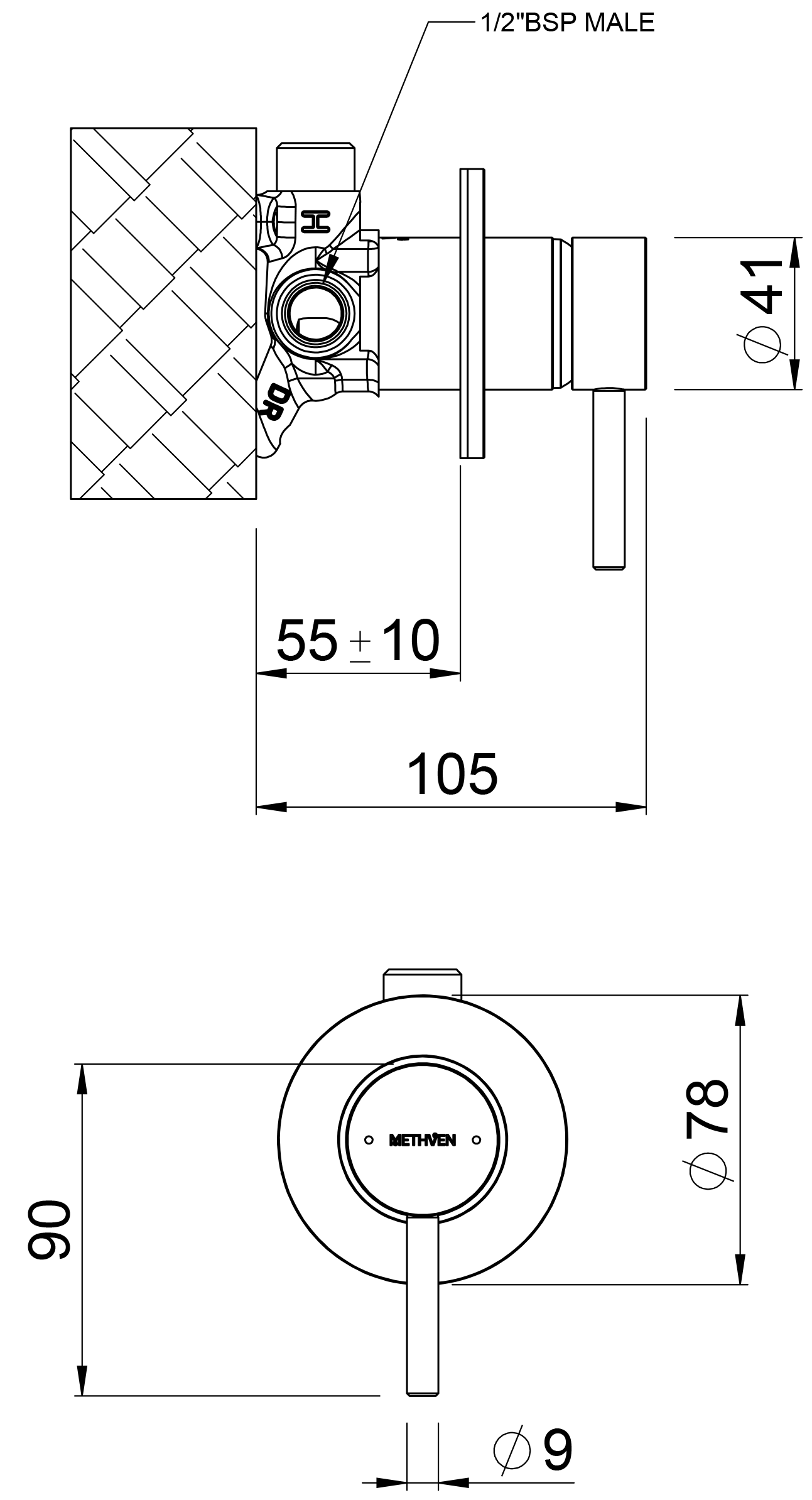 TUHPSGM Смеситель для душа Turoa Methven Матовый металлический черный  - Вид №1