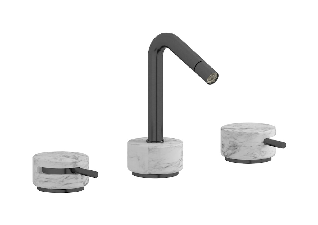 Смеситель для биде на 3 отверстия с донным клапаном WE ARE IB mr393cs_1 Brushed Black Chrome Marmo