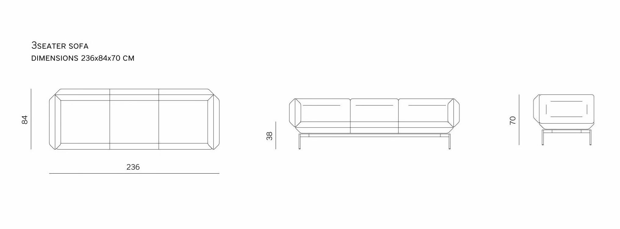 3-местный тканевый диван prostoria сегмент ARCH-00093963 - Вид №3