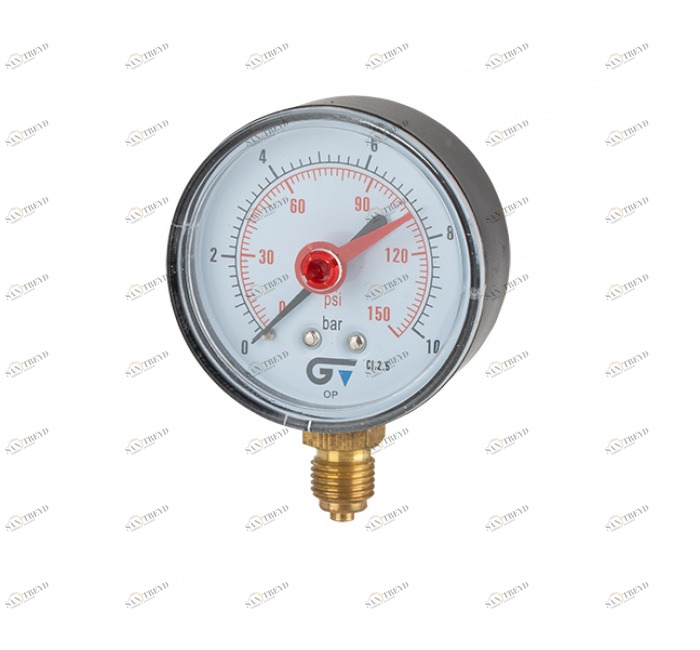 GENEBRE 3825 010 Манометр Ø 63, красный индекс, нижнее соединение 