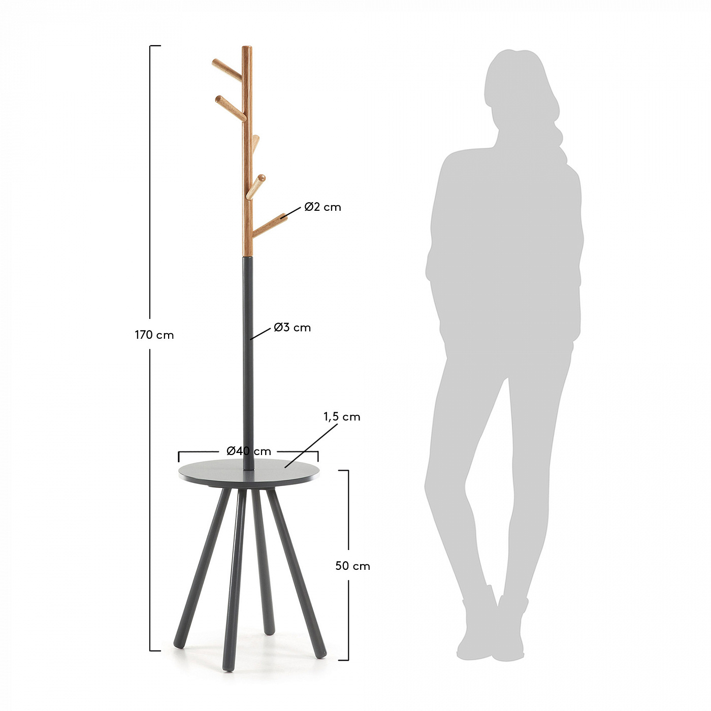 000768 Вешалка 40 x 170 см серая La Forma Bren 