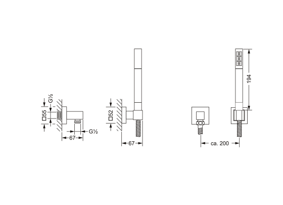 Душевой гарнитур для настенного монтажа JOERGER Empire Royal Crystal 626.13.200.000 - Вид №1