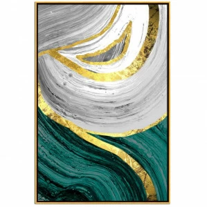 Постер прямоугольный на художественной бумаге 80х60 см "Художественная абстракция-1" EVENHOME ДИЗАЙНЕРСКИЕ 00-3878750 Белый;зеленый