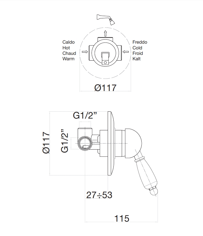 83CO5130 Смеситель для душа , хром-золото Fiore Imperiale  - Вид №2