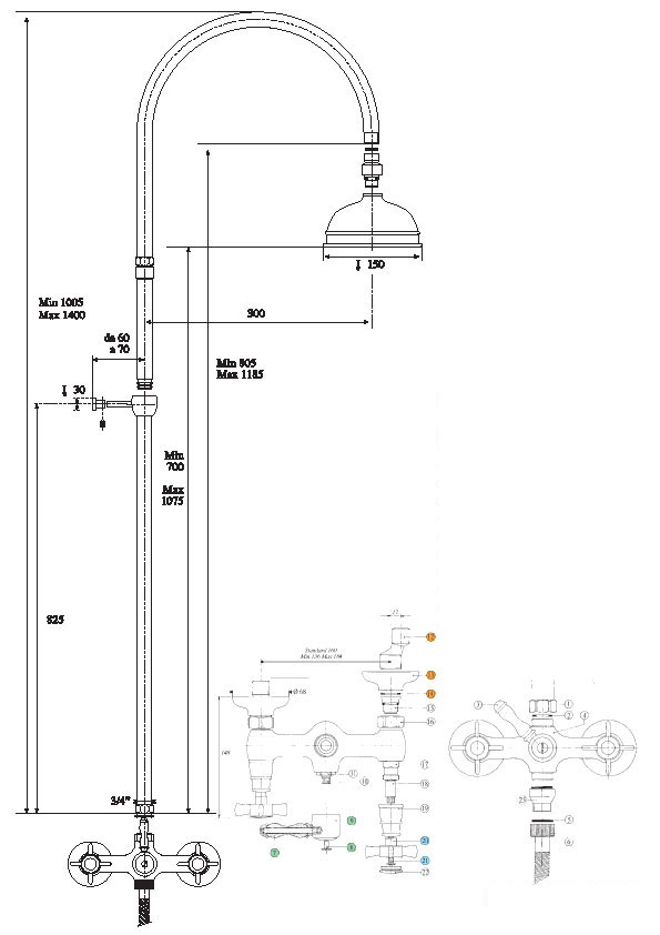 660920JJ18D200 Душевая система Bandini Old England Santreyd - Вид №1